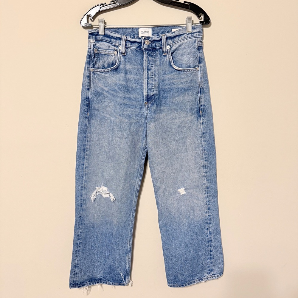 Citizens of Humanity Gaucho High Rise Wide Leg Cropped Jeans Light Wash 25